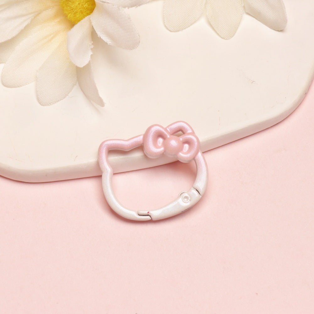 28*24mm Paint Gradual Change Color Spring Buckle Opening Ring Kt Cat Spring Ring Keychain DIY Accessories Alloy Accessories Wholesale