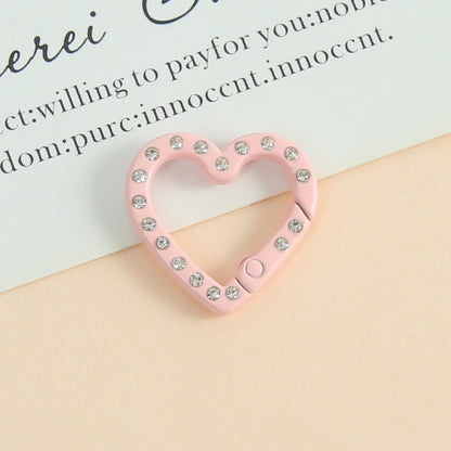 25 * 26Mm Candy Color Love Point Drill Spring Buckle Open Ring Mobile Phone Chain Keychain Handmade DIY Jewelry Accessories