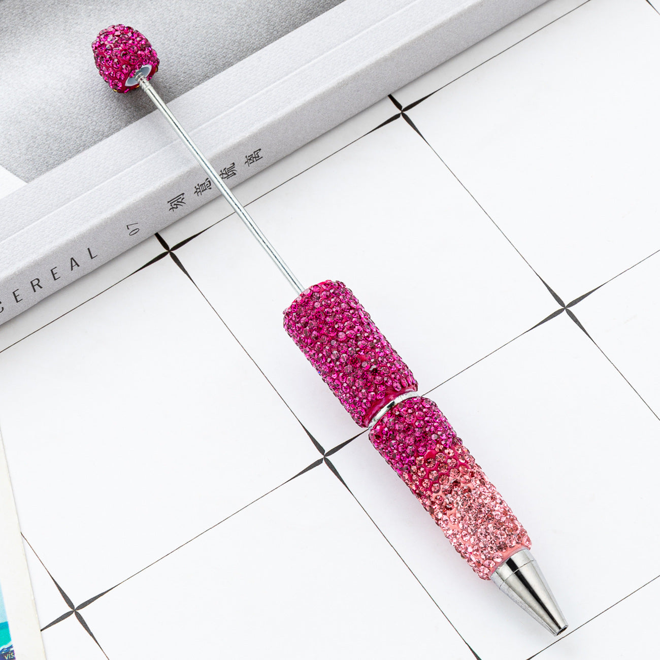 New DIY gradual change bead pen multi-color full diamond plastic beaded ballpoint pen manual diamond bead pen wholesale
