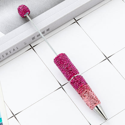 New DIY gradual change bead pen multi-color full diamond plastic beaded ballpoint pen manual diamond bead pen wholesale