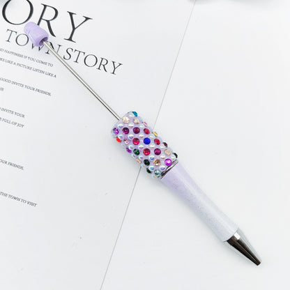 Gradual change color candy diamond bead pen DIY handmade diamond pearl agate ballpoint pen, cute creative gift pen