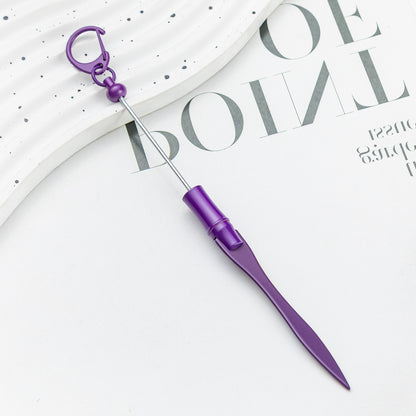 Spot DIY beaded letter opener multi-functional metal paper cutter keychain outdoor portable letter opener wholesale
