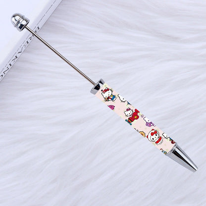 New Style DIY Plastic Beadable Pens with Cartoon Prints