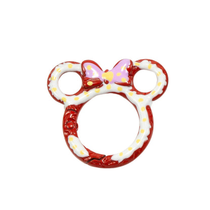 38*35mm Painted Color Spring Buckle Mickey Open Ring Hand Painted Spring Ring Keychain DIY Accessories Alloy Connecting Ring