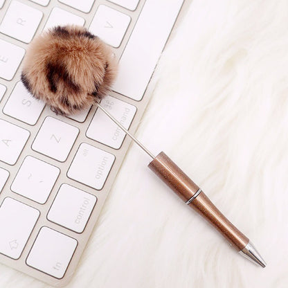 DIY hairball bead pen, cute furry gift pen, multi-color beadable ballpoint pen beadedpen spot