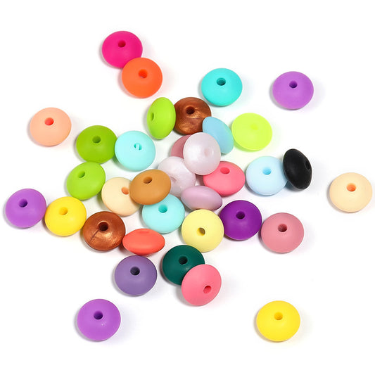 12 Mm New Color Silicone Abacus Beads Flat Round Wheel Beads DIY Mobile Phone Chain Keychain Jewelry Accessories Bead Partition Wholesale