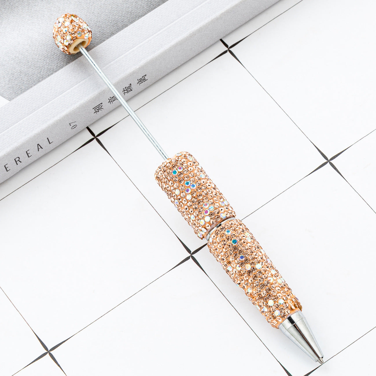 New DIY full diamond bead pen hand-attached drill AB colored diamond beaded ballpoint pen multi-color plastic bead pen wholesale