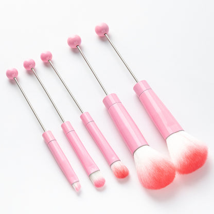 DIY metal handle string beads makeup brush set, concealer brush, eyeshadow brush, eyebrow brush, makeup, makeup tools wholesale