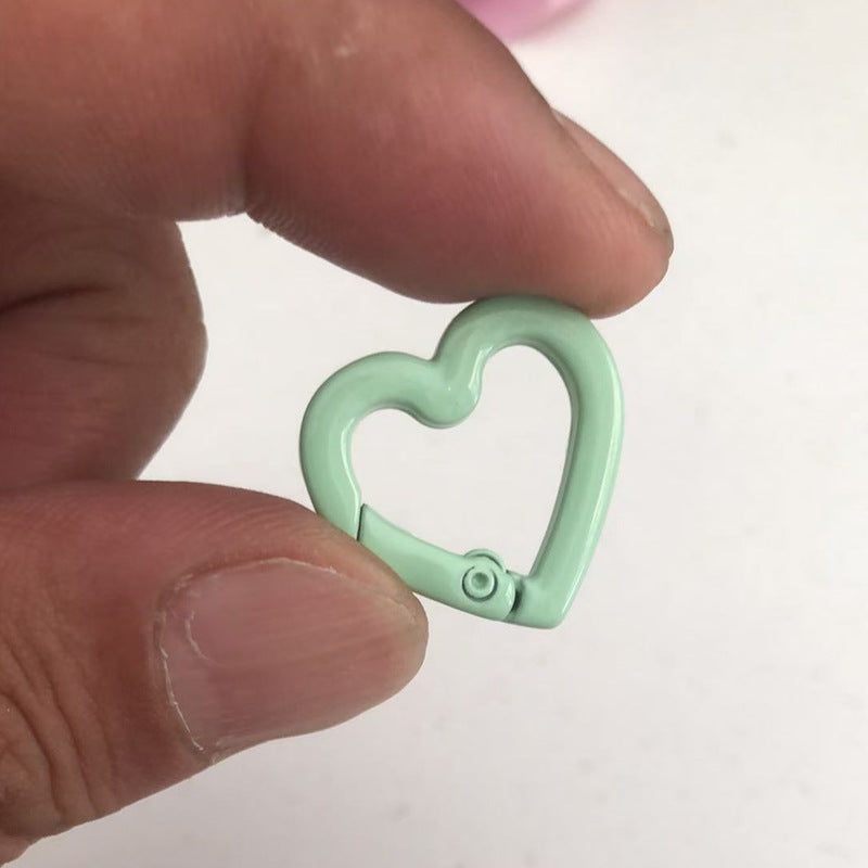 DIY Jewelry Accessories Love Paint Color Zinc Alloy Spring Buckle, Heart-shaped Open Spring Ring, Luggage Keychain