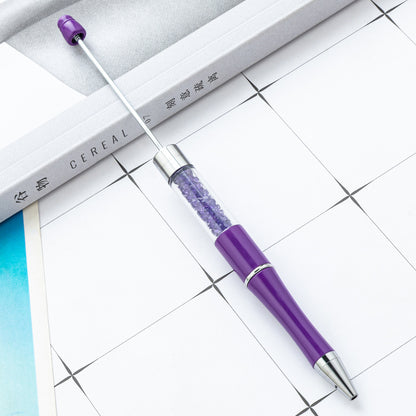 Spot plastic bead pen wholesale creative DIY handmade plastic bead pen empty tube crystal bead ballpoint pen