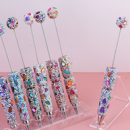 Cross-border direct sales colorful gemstone diamond bead pen, exotic shell diamond decorative bead pen DIY jewelry pen