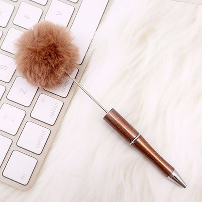 DIY hairball bead pen, cute furry gift pen, multi-color beadable ballpoint pen beadedpen spot