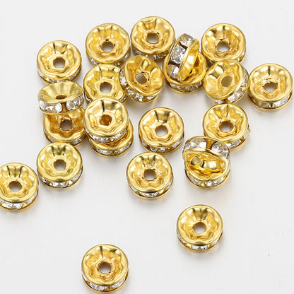 10mm Sliver Color-retaining Rhinestone Beads, Diamond Rings, Inlaid Zircon Spacers, Beaded Handmade Bracelets, DIY Jewelry Accessories.
