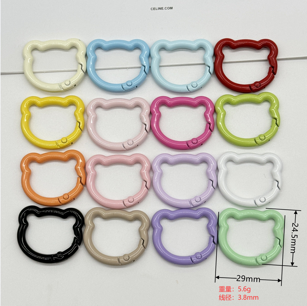 23.8Mm × 26.8mm Hand Painted Metal Key Ring Color Painted Spring Buckle Love Candy Color Spring Ring Opening DIY Jewelry Keychain Accessories Book Ring Card Ring Random Mix