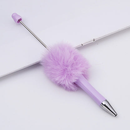 DIY plush bead pen new bead-piercing hairball bead pen cross-border Beadedpen cute cartoon gift pen