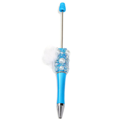 Soft cute pearl hairball DIY bead pen colorful bubble beads rotating ballpoint pen girl heart hand account gift pen