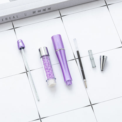 Spot plastic bead pen wholesale creative DIY handmade plastic bead pen empty tube crystal bead ballpoint pen