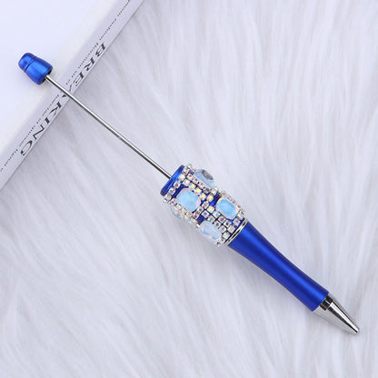 DIY diamond-encrusted sugar cube bead pen, purely handmade patch square grid bag diamond plastic ballpoint pen creative diamond-encrusted bead pen