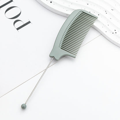 DIY Beaded Comb Hair Highlights Comb Beauty Styling Comb Steel Needle Comb Plastic Tip Tail Comb Hair Salon Hair Tool