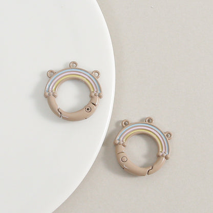 Creative Little Fresh Rainbow with Three Rings of Spring Buckle Jewelry Accessories Bag Buckle Keychain DIY Pendant Material Wholesale