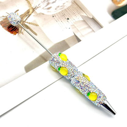DIY Mengqu fruit full diamond bead pen, creative cute fruit and vegetable theme cute grain pen, heavy industry full diamond pen