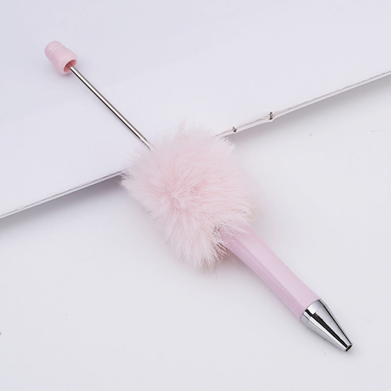 DIY plush bead pen new bead-piercing hairball bead pen cross-border Beadedpen cute cartoon gift pen