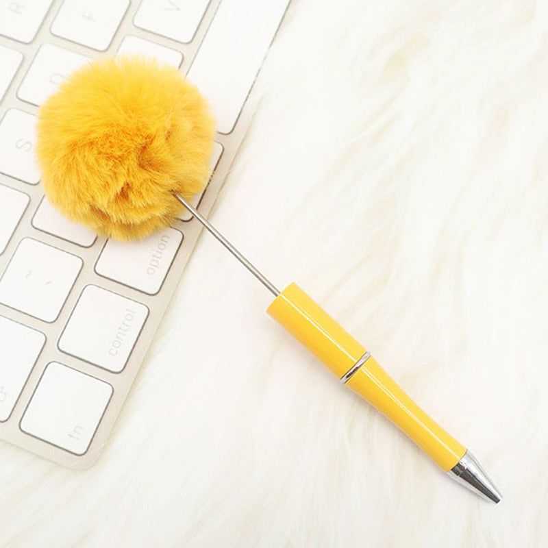 DIY hairball bead pen, cute furry gift pen, multi-color beadable ballpoint pen beadedpen spot