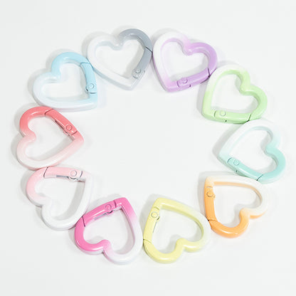 24*24mm Two-color Love Spring Buckle Heart-shaped Opening Ring Gradual Change Ring Keychain DIY Accessories Alloy Connecting Ring