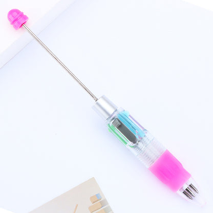 Creative four-color bead pen, multi-color refill, key mark plastic, ballpoint pen, four-color DIY push gift