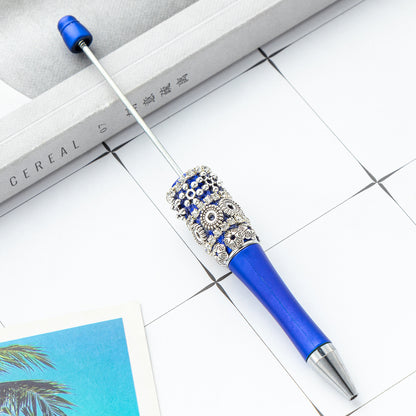 New DIY retro flower bead pen wholesale creative DIY handmade plastic bead pen cute girl heart plastic pen