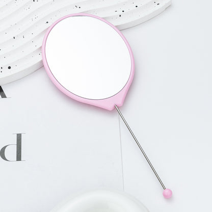 New DIY beaded oval mirror portable high definition mirror handheld mirror, carry makeup small mirror