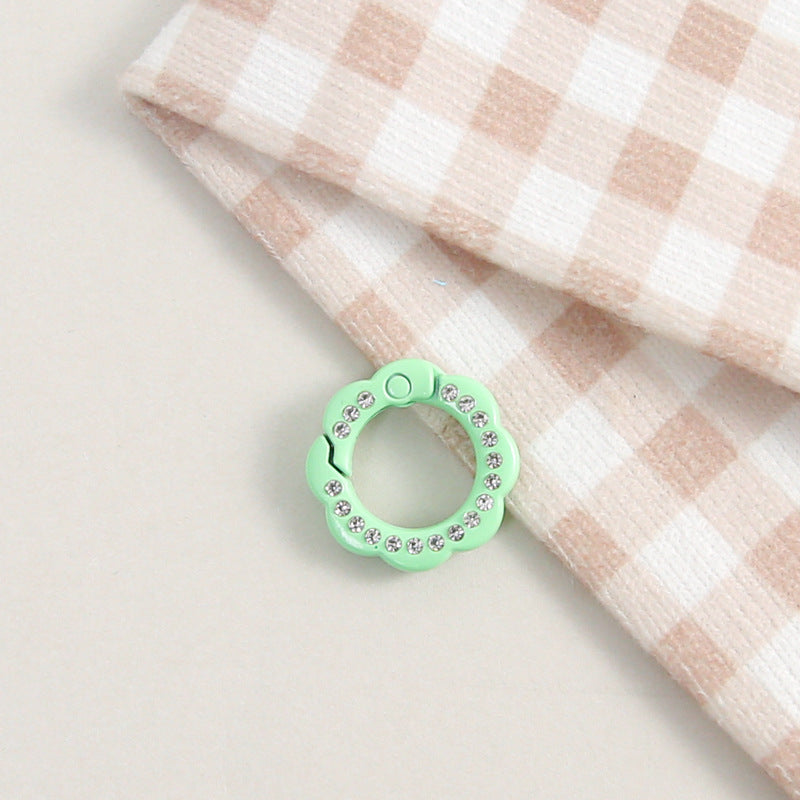 21mm Zinc Alloy Colored Petals with Diamonds, Spring Ring, Open Connection Ring DIY Jewelry, Keychain, Buckle Accessories