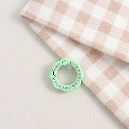 21mm Zinc Alloy Colored Petals with Diamonds, Spring Ring, Open Connection Ring DIY Jewelry, Keychain, Buckle Accessories