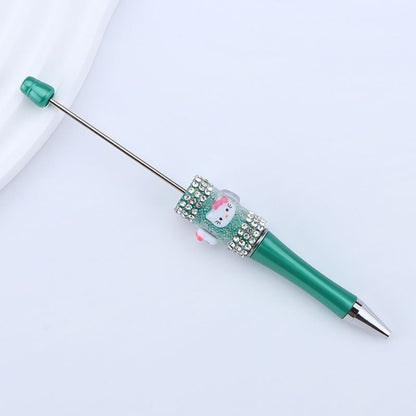 New KT cat litter sugar string bead pen DIY handmade cute fantasy cartoon cat cute jingle cat beaded ballpoint pen