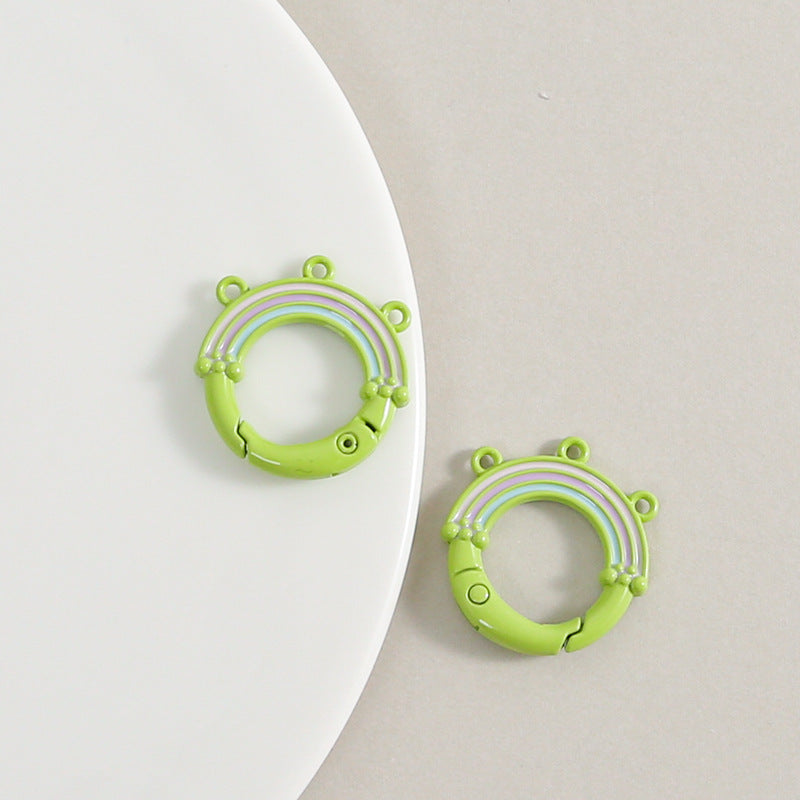 Creative Little Fresh Rainbow with Three Rings of Spring Buckle Jewelry Accessories Bag Buckle Keychain DIY Pendant Material Wholesale