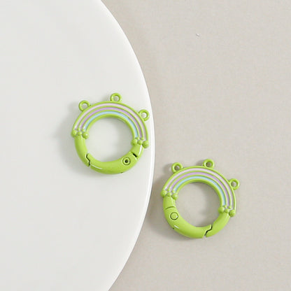 Creative Little Fresh Rainbow with Three Rings of Spring Buckle Jewelry Accessories Bag Buckle Keychain DIY Pendant Material Wholesale