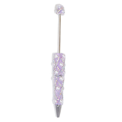 Cross-border explosion heavy industry full diamond pearl chain bead pen DIY rotating ballpoint pen mobile phone chain accessories material