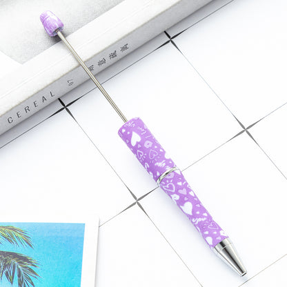 Creative DIY plastic bead pen Valentine's Day love series beaded ballpoint pen spot wholesale printing bead pen