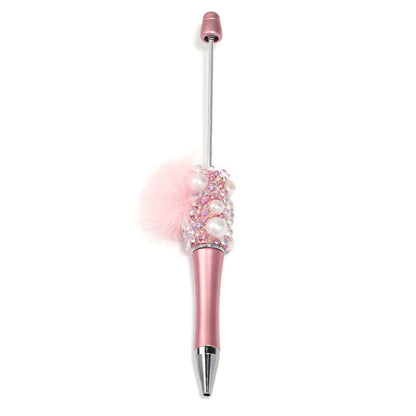Soft cute pearl hairball DIY bead pen colorful bubble beads rotating ballpoint pen girl heart hand account gift pen