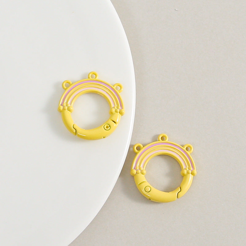 Creative Little Fresh Rainbow with Three Rings of Spring Buckle Jewelry Accessories Bag Buckle Keychain DIY Pendant Material Wholesale