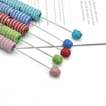 Creative Stripe Full Diamond Ballpoint Pen DIY Beaded Stripe Full Diamond Multicolor Bead Pen Rotary Beaded Grain Pen