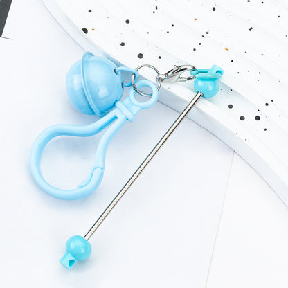 Spot DIY beaded bell keychain creative personalized bag pendant keychain candy color plastic keychain