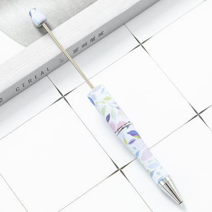 DIY plastic bead pen creative handmade leopard print floral cow bead pen wholesale printing new plastic bead pen
