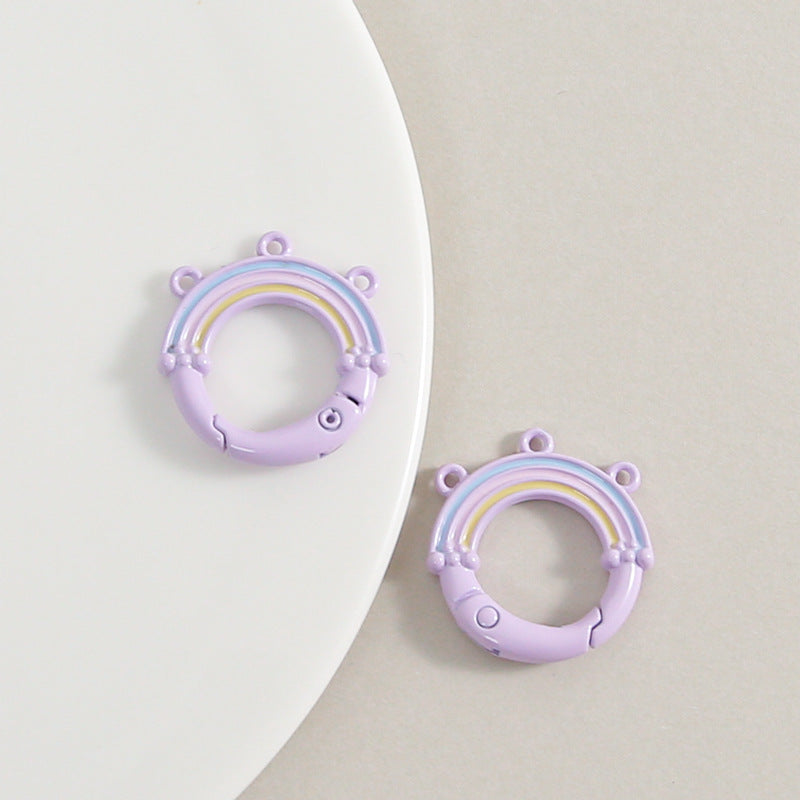 Creative Little Fresh Rainbow with Three Rings of Spring Buckle Jewelry Accessories Bag Buckle Keychain DIY Pendant Material Wholesale