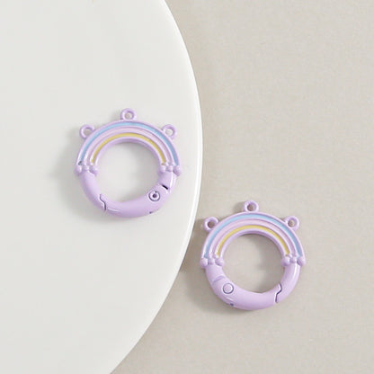 Creative Little Fresh Rainbow with Three Rings of Spring Buckle Jewelry Accessories Bag Buckle Keychain DIY Pendant Material Wholesale