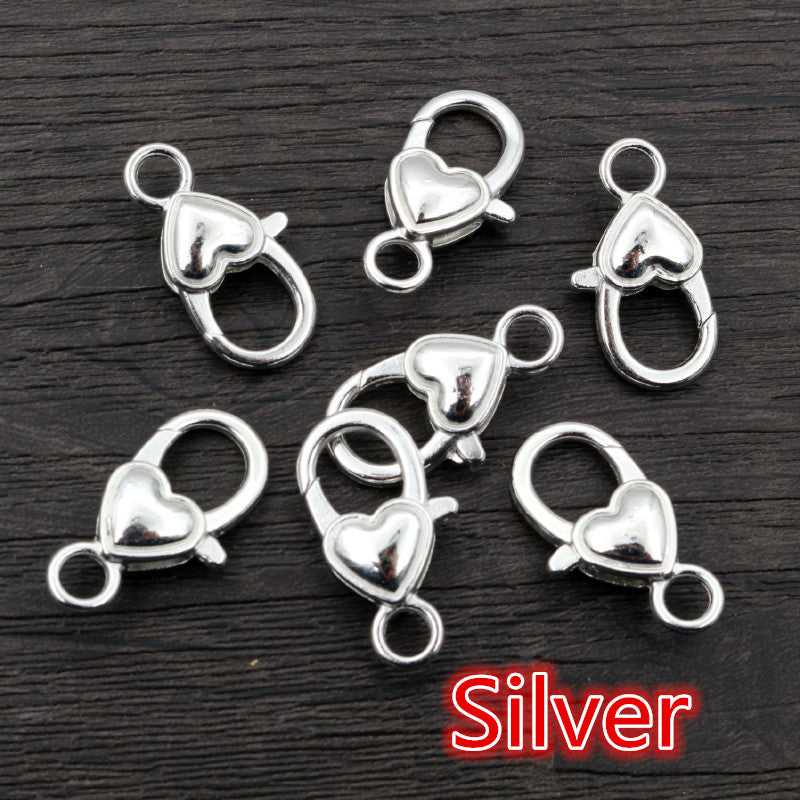 26X19mm heart-shaped love lobster buckle zinc alloy color paint pendant buckle DIY jewelry accessories 3g