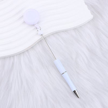 New easy-to-pull buckle beaded ballpoint pen, retractable plastic easy-to-pull retractable buckle, creative bead pen pull wire buckle