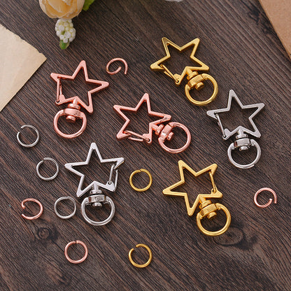 34 * 24Mm Star Shape Keychain, Special-shaped Pentagram Keychain, Metal Zinc Alloy Keychain.