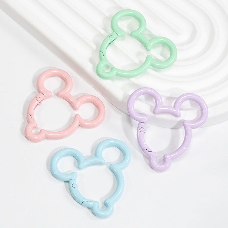 44*44mm Violent Bear Spring Buckle Open Ring Mickey Spring Ring Keychain Jewelry DIY Accessories Alloy Connecting Ring