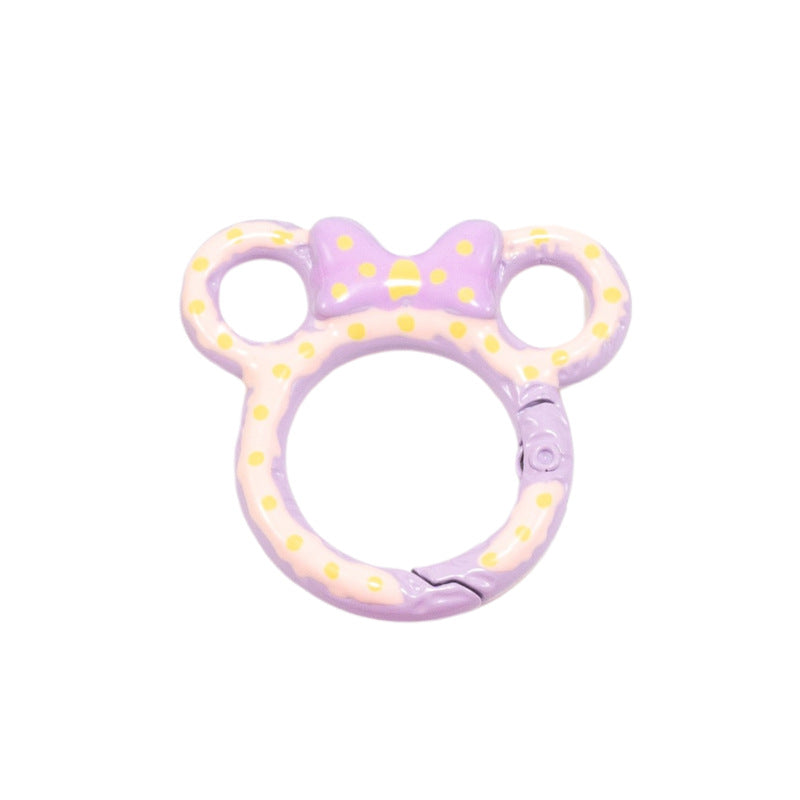 38*35mm Painted Color Spring Buckle Mickey Open Ring Hand Painted Spring Ring Keychain DIY Accessories Alloy Connecting Ring